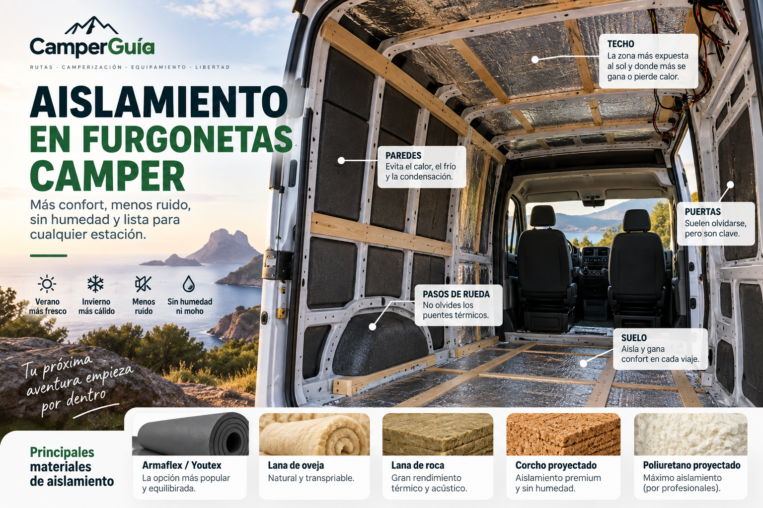 Aislamiento térmico para furgonetas: materiales y guía completa